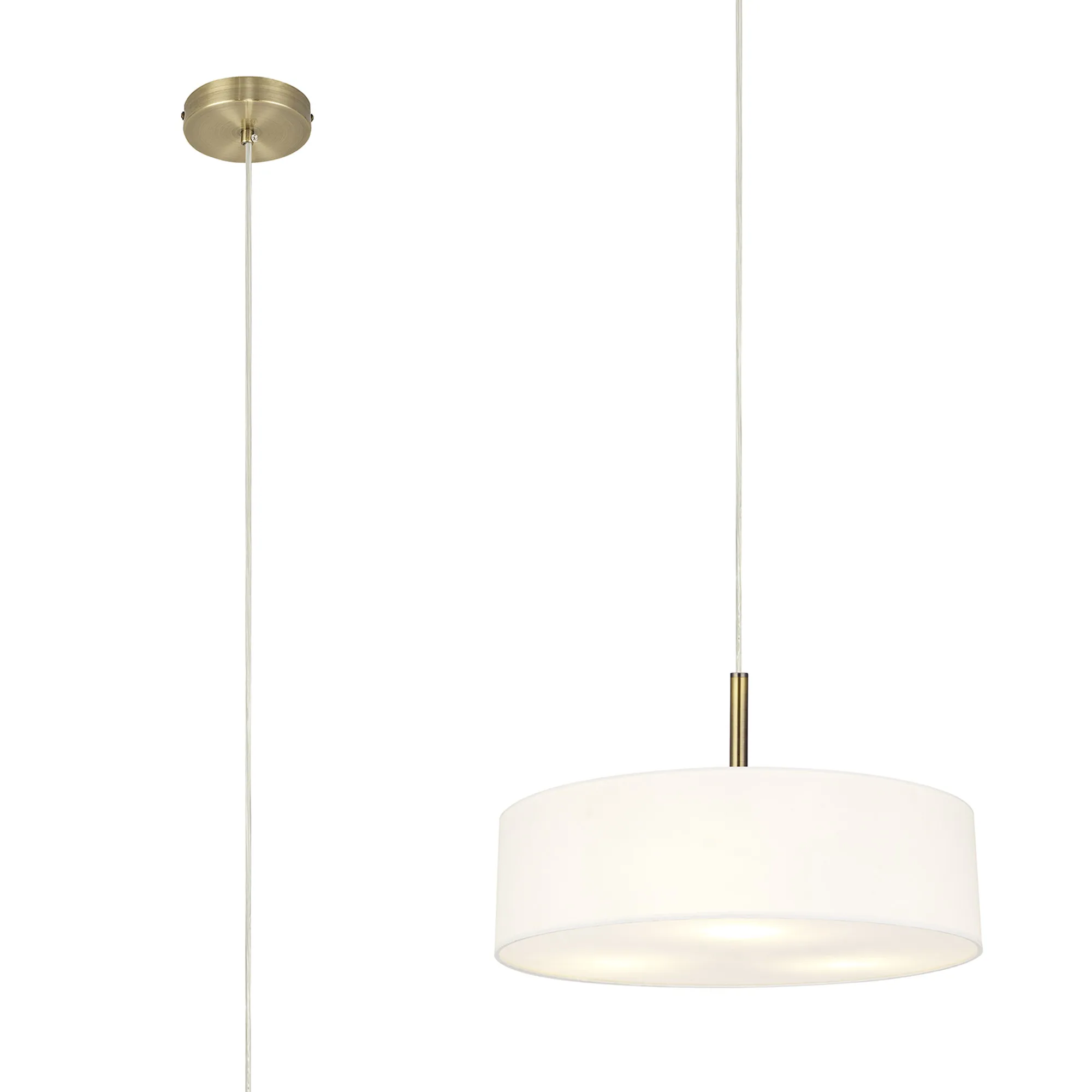 DK0751  Baymont 45cm 5 Light Pendant Antique Brass; White